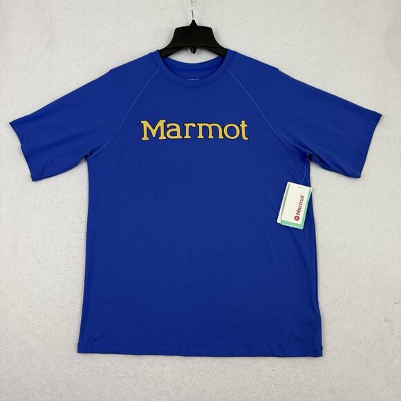 Marmot Wndrdg Graphic T-Shirt Men’s M Trail Blue Logo Outdoor Hiking Tee NWT - Picture 3 of 11